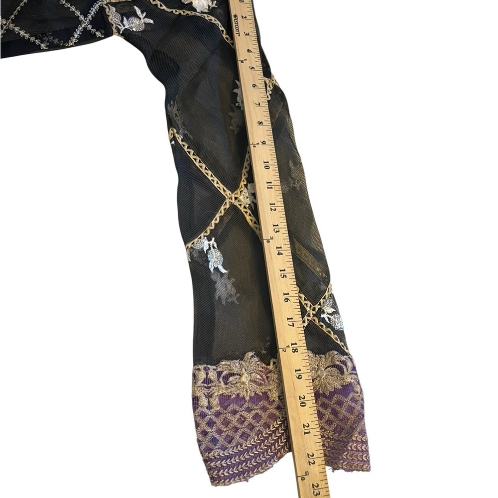IDEAS Luxury Pret Embroidered Sheer Kurta | Black & Purple Khaadi Net | Small - Picture 4 of 10